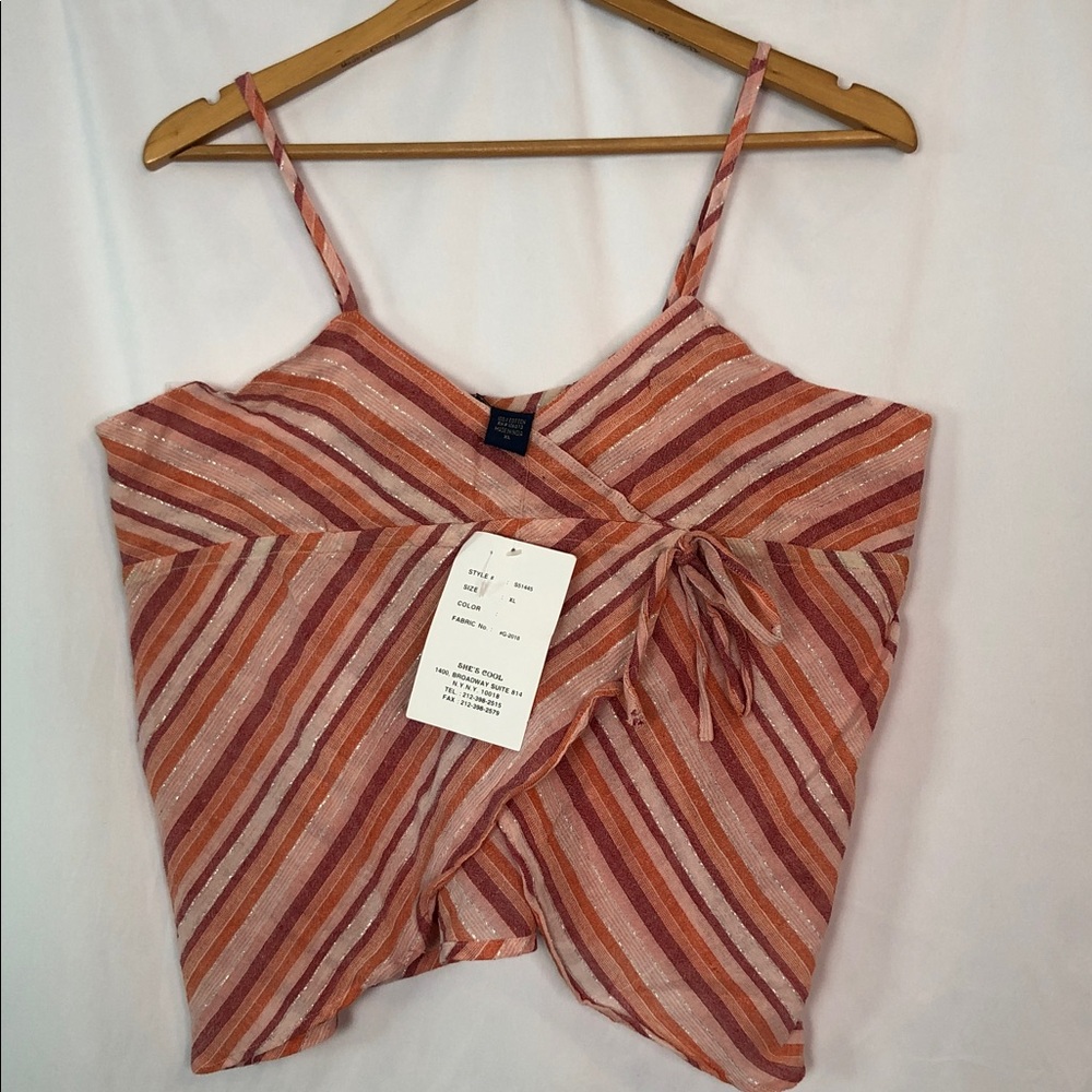 She's Cool Striped Wrap Cami in Peach, Pink & Rust